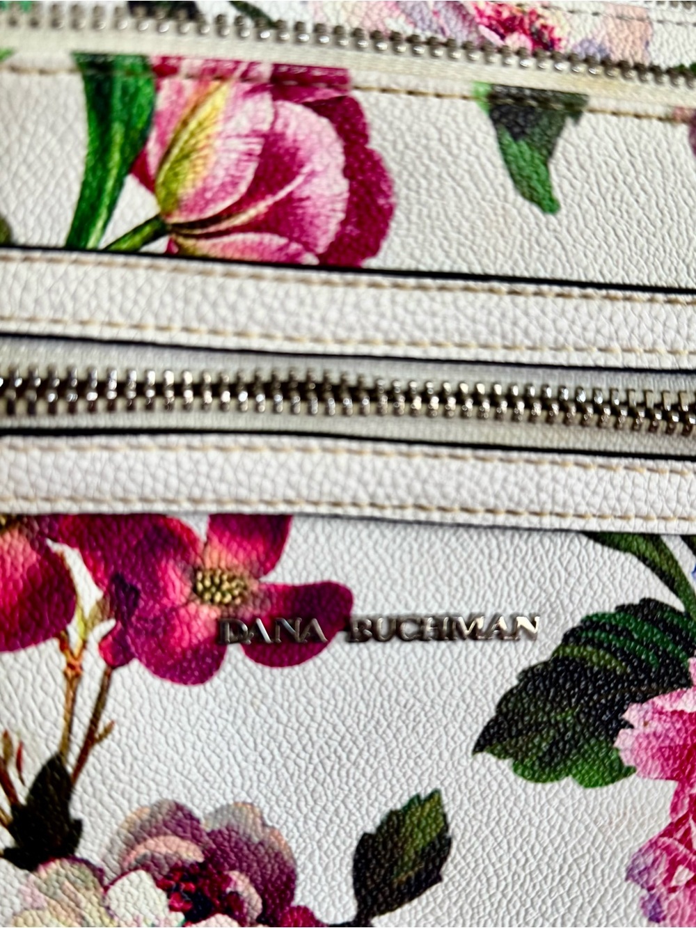 Dana Buchman White Floral Crossbody Bag Pink Peony Spring Summer Purse - Picture 5 of 10